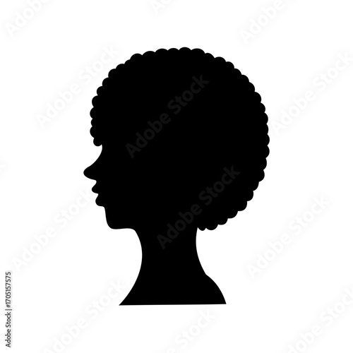 Silhouette of a woman with a large afro hairstyle, vector illustration
