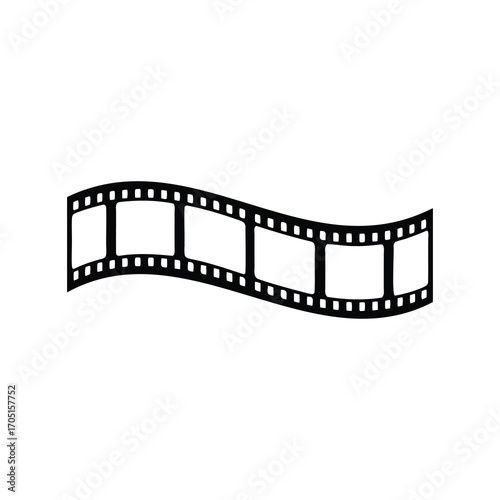 Black and white film strip icon illustration for cinematography projects
