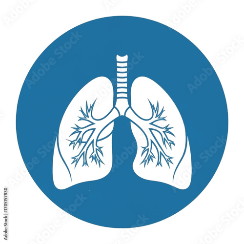 Anatomical Illustration of Human Lungs in Blue Circle