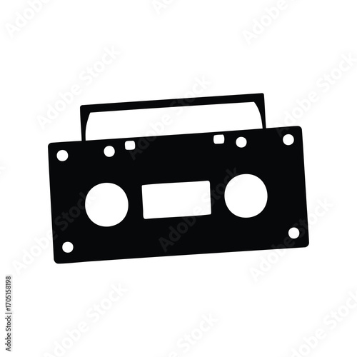 Black and white image of a cassette tape offering a nostalgic feel