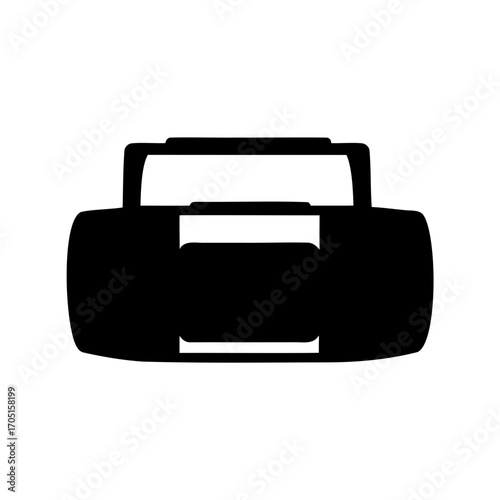 Simplified black silhouette representation of a modern office printer device object