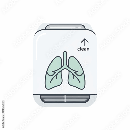 Air Purification Device with Lung Illustration for Clean Air