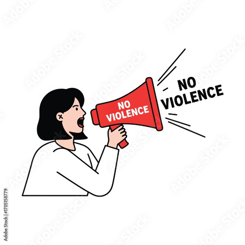 Advocacy against violence with megaphone illustration