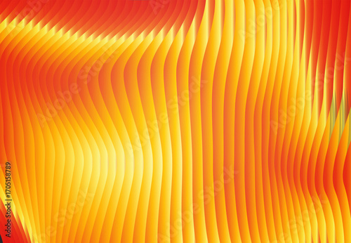 Vibrant abstract background with vertical wavy stripes in gradient shades from golden yellow to deep fiery red, creating smooth color transitions, rhythmic flow, depth, and dynamic visual movement