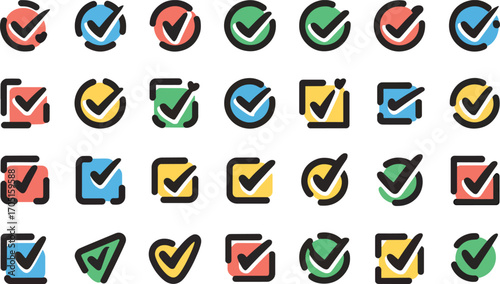 colorful checkmark icons set for diverse applications and projects
