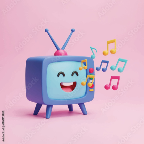 Adorable cartoon TV character singing music