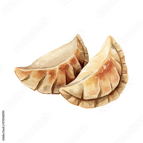 Pierogi, watercolor painting vector, isolated on a white background.