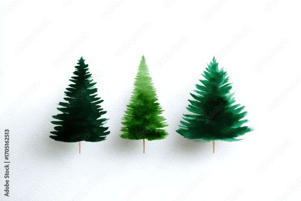 Obraz premium Three watercolor christmas trees creating festive atmosphere