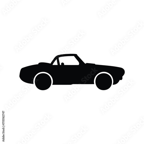 Silhouette of a vintage convertible car with a sleek design style