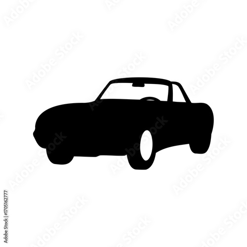 Silhouette of a classic sports car with hard top on white background
