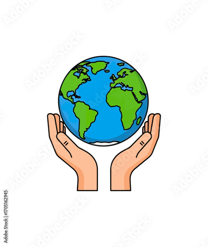 Earth held in caring hands illustration