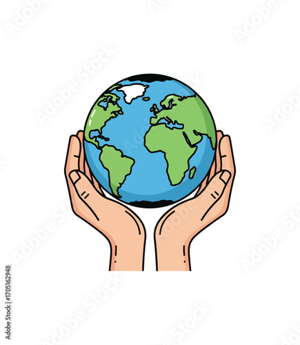 Earth held in hands care for planet