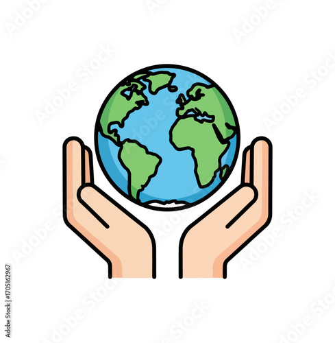 Earth held in hands global care