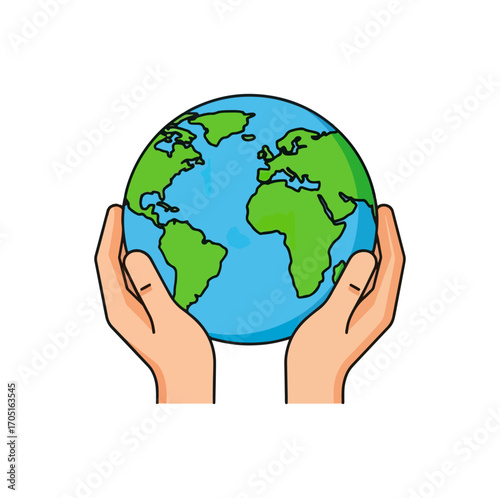 Hands holding earth globe illustration