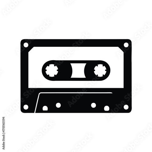 A Minimalist Black and White Illustration of a Vintage Audio Cassette