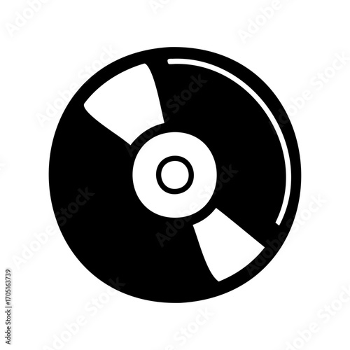 Minimalist Illustration of a Compact Disc Silhouette on a Clean White Background