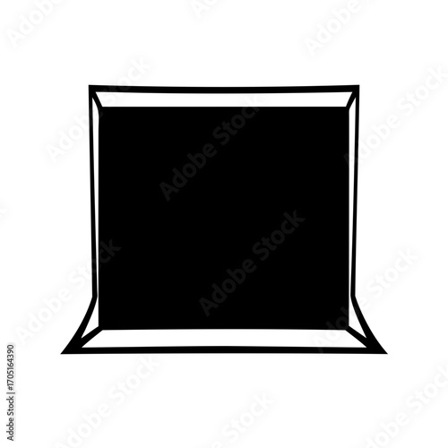 Stylized black rectangular display frame with unique three dimensional perspective effect