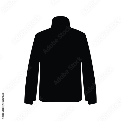 Black silhouette of a long sleeved jacket or shirt with collar