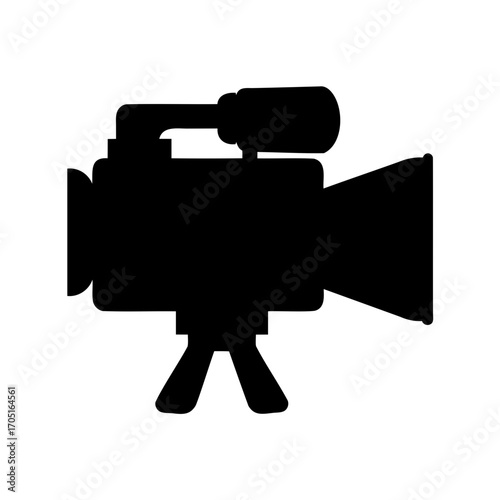 Professional television video camcorder camera in silhouette isolated on white background