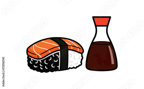 Sushi and soy sauce illustration