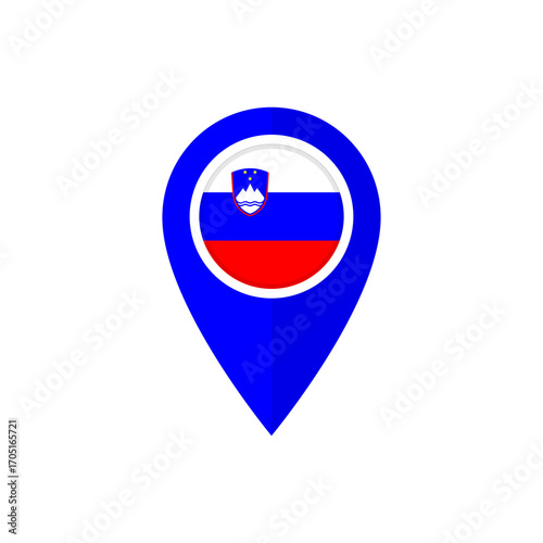 Map marker with Slovenian flag. Location pin with flag of Slovenia