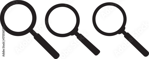 Three magnifying glasses in silhouette