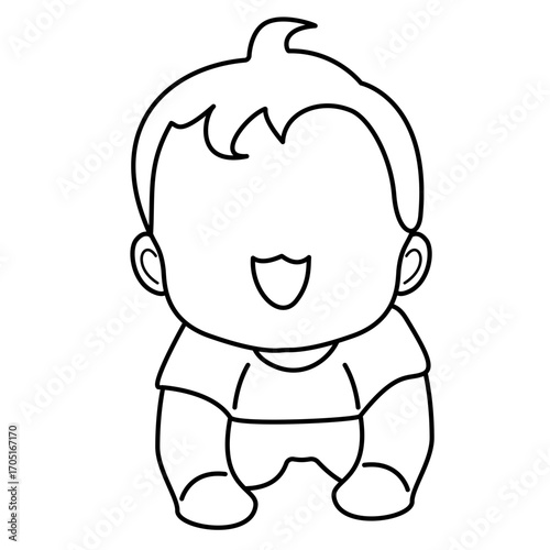 baby faceless crawl coloring page printable