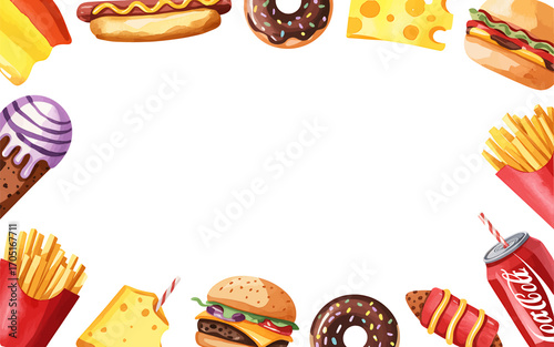 Fast Food and Junk Food Frame with Copy Space