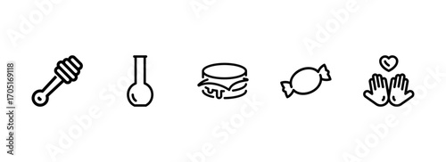 A Collection of Icons for Food, Sweets, and Kind Gestures