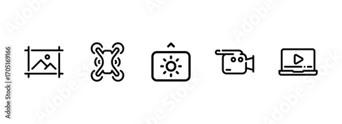 Outline Icons for Photography, Drones, Videography, and Media