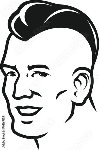 Profile of a man's face, silhouette of a man's face, vector art illustration