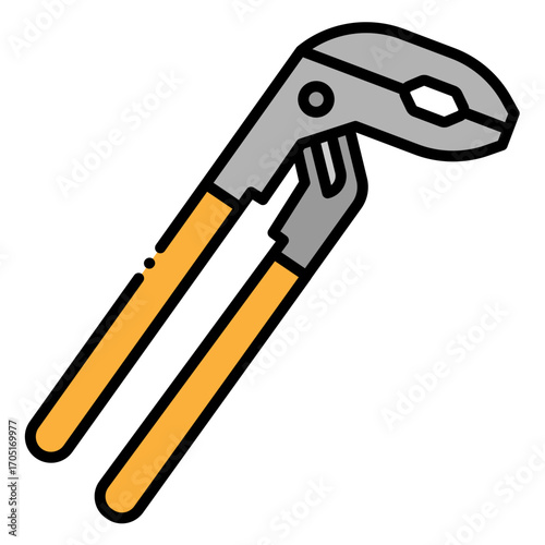 Groove Joint Pliers Tool Isolated on White