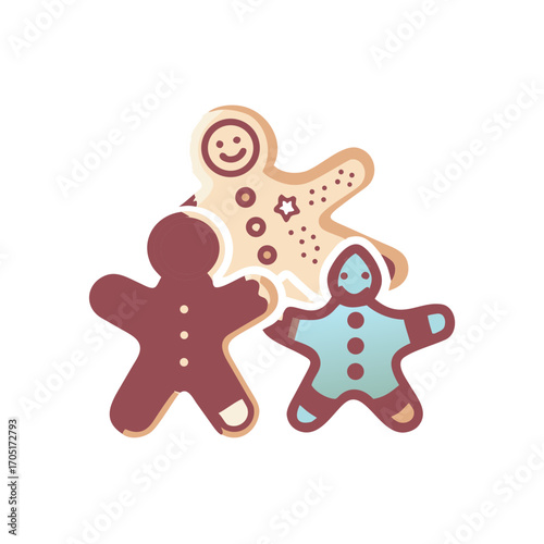Cute gingerbread man wearing santa hat isolated on transparent background