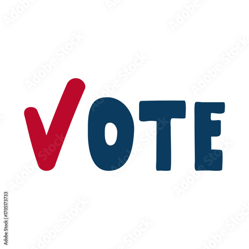 Word - vote. Handwriting vector illustration on white background.