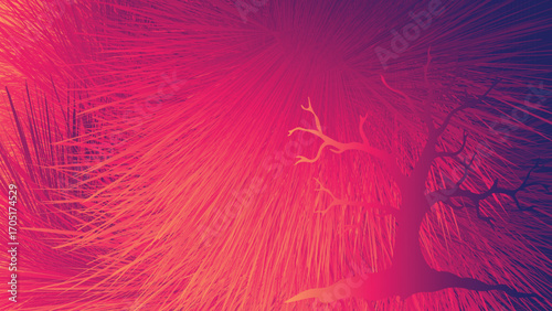 Neon light rays and lines background