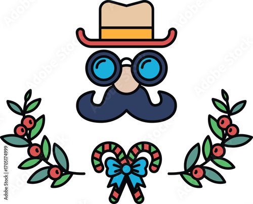 A man with a mustache and glasses is wearing a hat