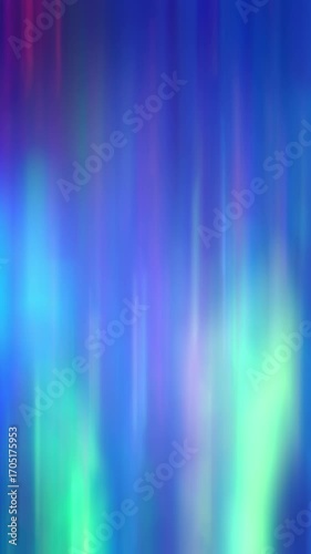 A gradient with vertical blur creates a rainbow iridescent effect. The background is abstract with soft bokeh