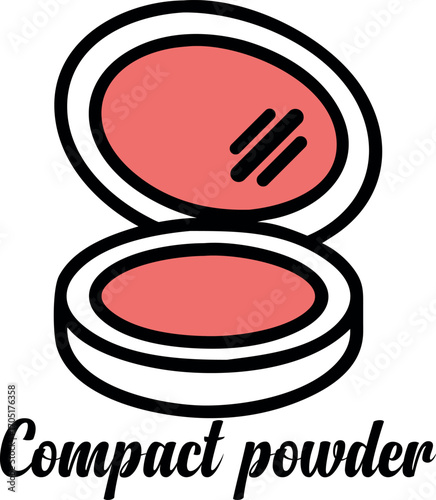 An open compact showing rouge blush with a mirrored lid reveals transparency