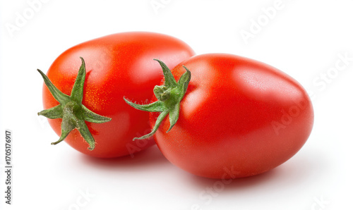 Two plum tomatoes (San Marzano) on a white background