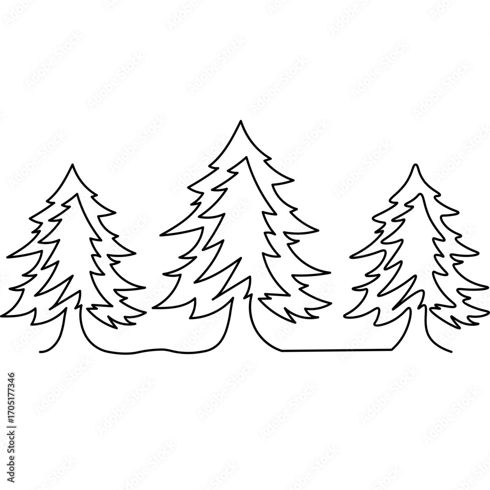 Obraz premium Christmas Tree One Line Drawing