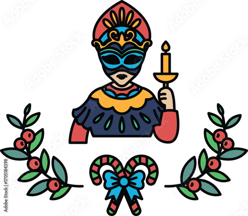 A man in a mask holding a candle