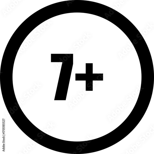 7+ Age Restriction Symbol on White Circle