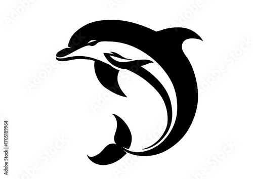 silhouette of a jumping dolphin, vector illustration
