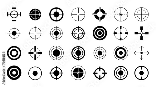 Collection of Diverse Crosshair and Target Reticle Icons