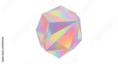 Rainbow Pastel Geometric Crystal Shape.