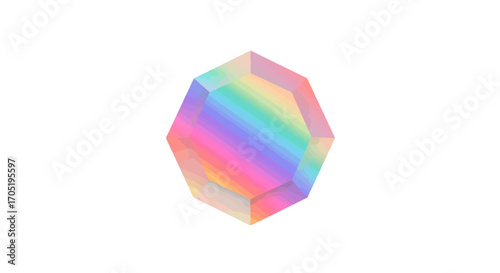 Rainbow prism geometric gemstone crystal.