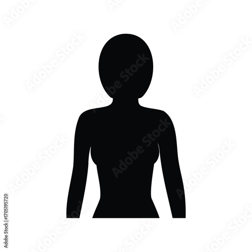 Stylized silhouette of a woman depicting her upper body and head