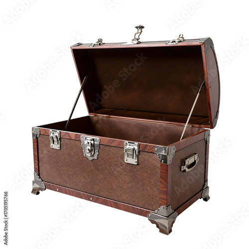 Vintage wooden chest, antique storage trunk with ornate metal details, perfect for home decor and preserving treasures