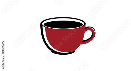 Red coffee cup with black coffee inside.