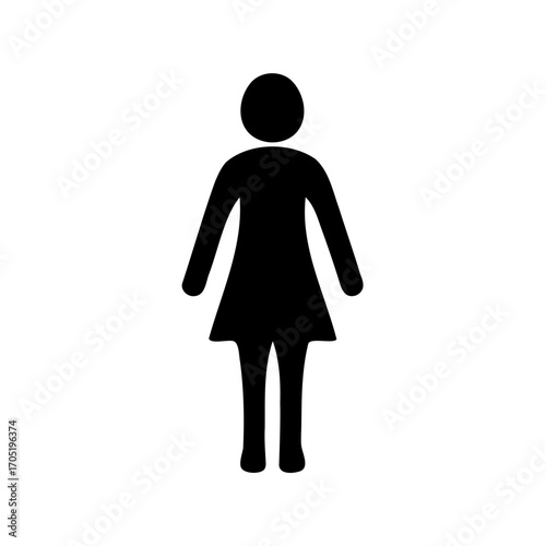 Woman symbol silhouette icon representing female gender identity on a white background